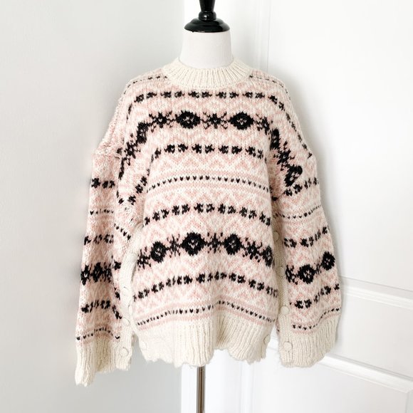 Zara Jacquard Knit Sweater With Side Vents - Picture 2 of 6